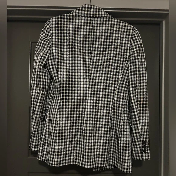 Zara hard to find rare black and white plaid 2 piece pants suit size medium - Picture 3 of 11